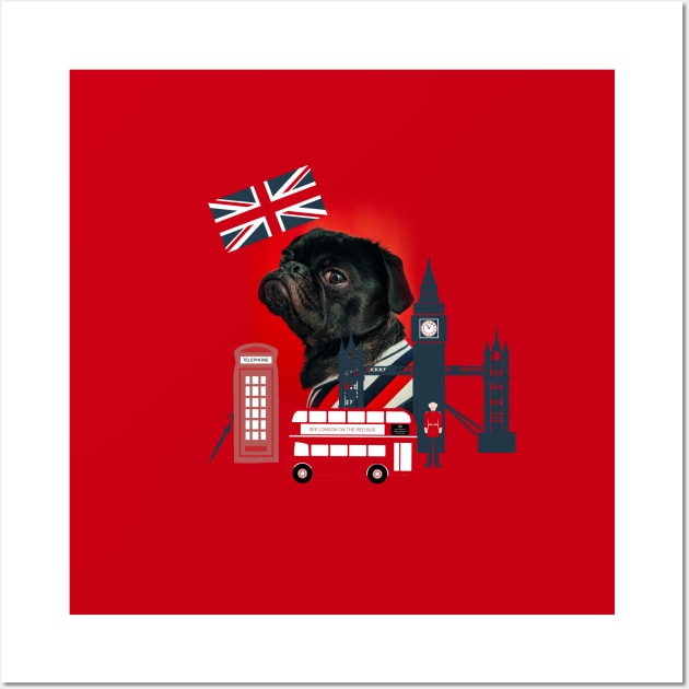 Proud London Pug Wall Art by Lucia